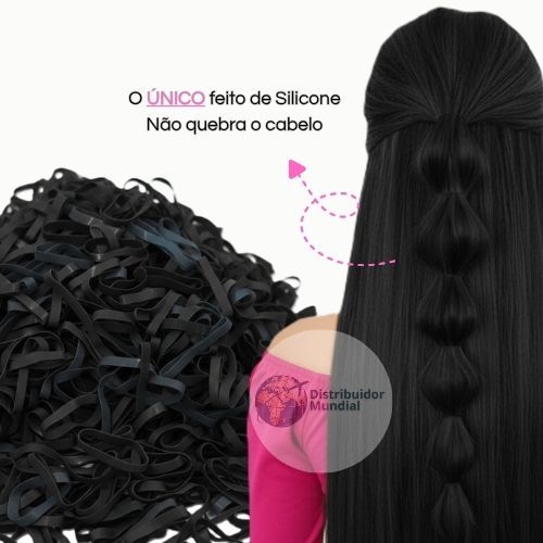 Kit 1200 Elástico de Silicone Preto Para Cabelo Acessórios Penteado Menina Borrachinha Moda Infantil Elastico Grosso em Oferta na Shopee