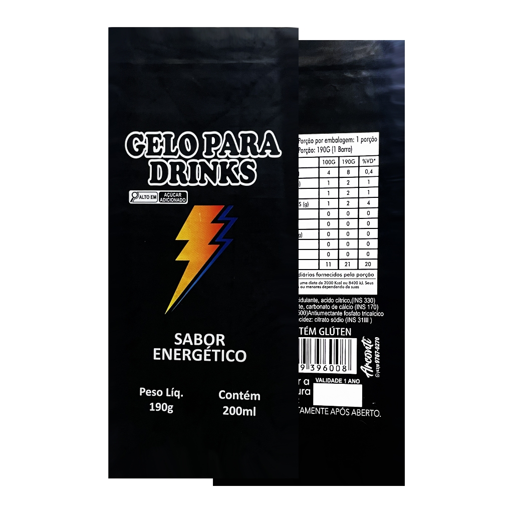 Embalagem Para Gelo Saborizado Sabor Energético - 250 Unidades - Drinks Bebidas Adega em Oferta na Shopee