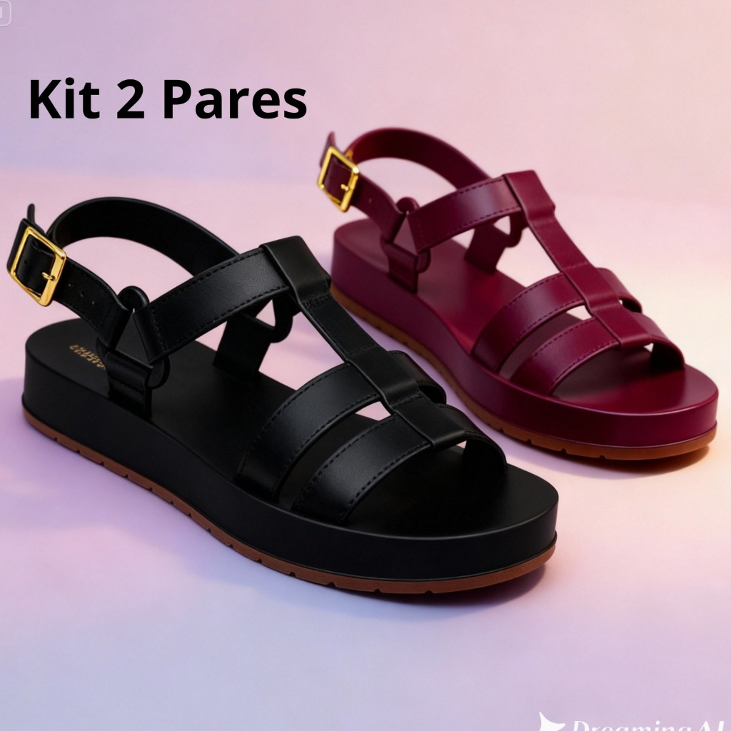 Kit 2 Pares Sandália Feminina Papete Plataforma Confortável Leve Papete Casual Uso Diário Promoção em Oferta na Shopee