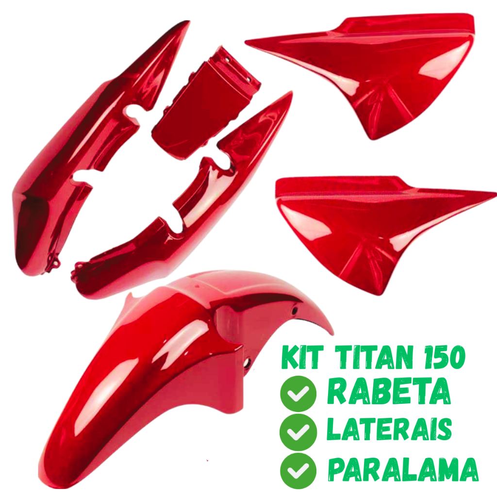 Carenagem CG Titan 150 Vermelha 2004 A 2008 Rabeta  Paralama Lateral Completa Padrão Original em Oferta na Shopee