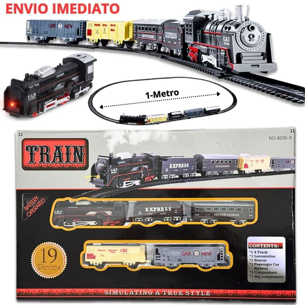 Ferrorama Trem Trenzinho Locomotiva Com Trilhos Vagão A Pilha 19 Peças Brinquedo
