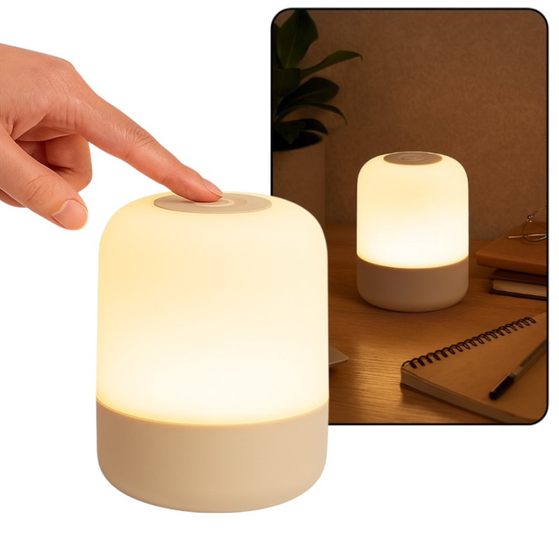 Abajur Quarto Cabeceira Luminária Led Touch De Mesa Luz Noturna Branco Quente Frio Recarregável