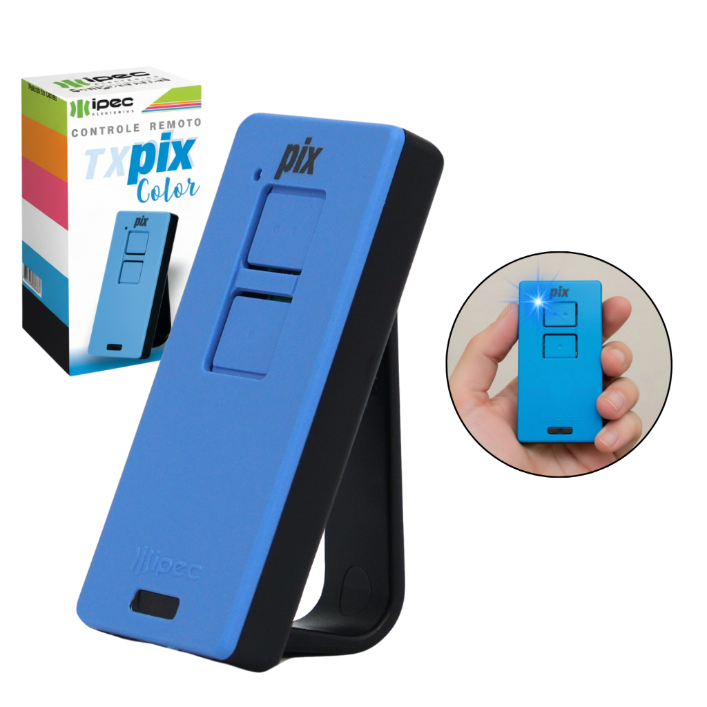 Controle Portão Eletrônico Universal Para Portão Alarme Cerca Tx Pix Ipec 433mhz Color
