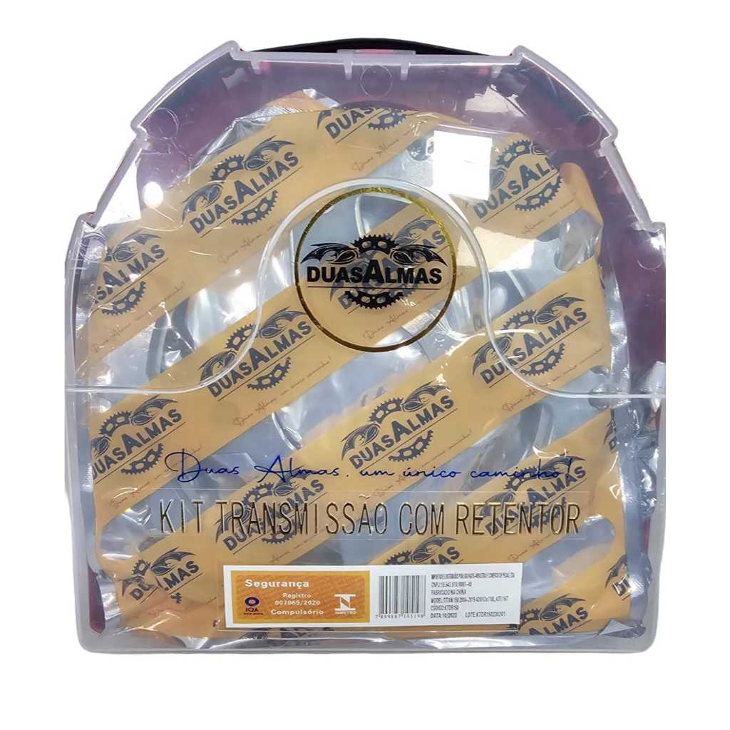 KIT TRANSMISSAO CG 150 FAN 150 COROA CORRENTE PINHA DUAS ALMAS