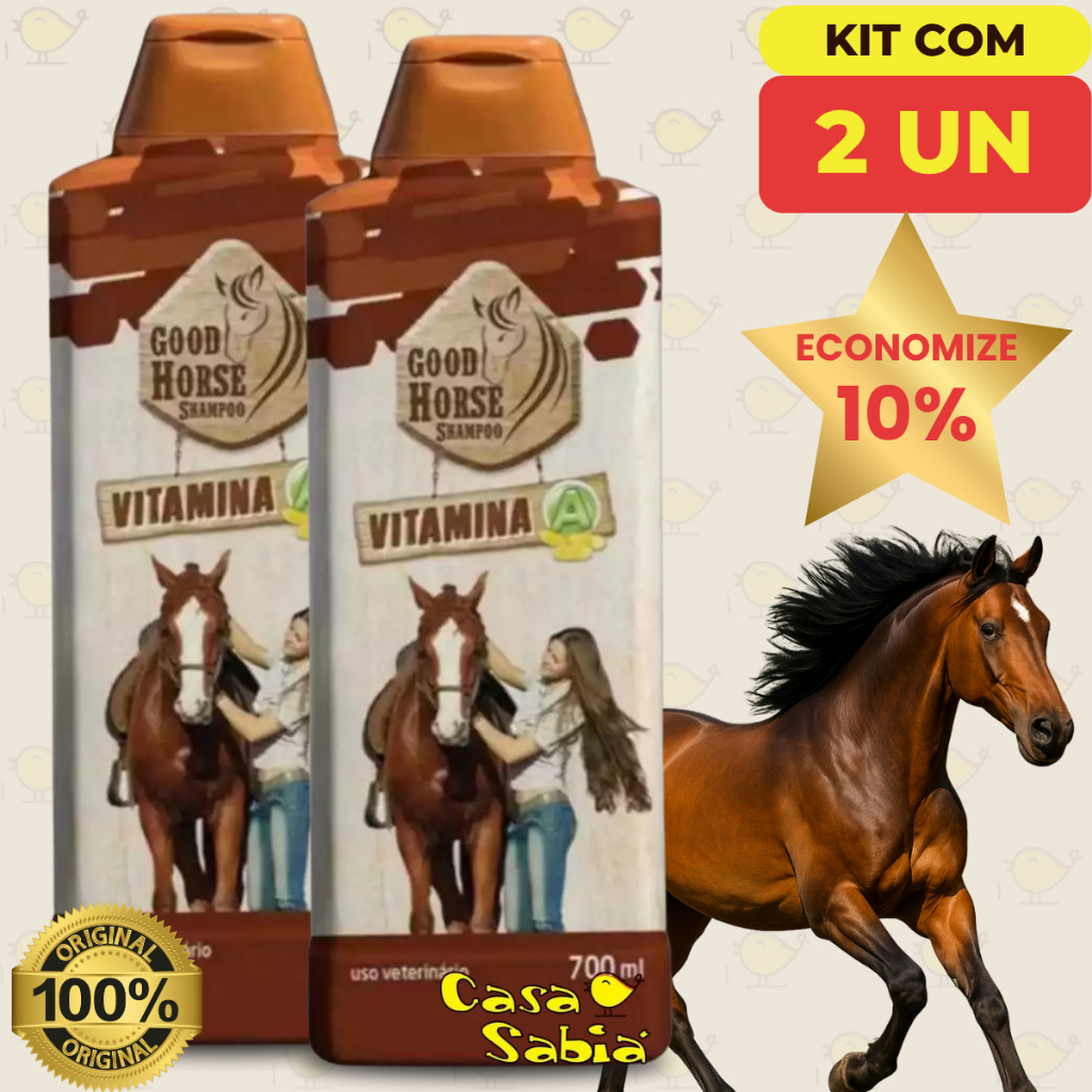 Shampoo Good Horse 700ml com Vitamina A – Kit com 3, 2  e 1 unidades em Oferta na Shopee