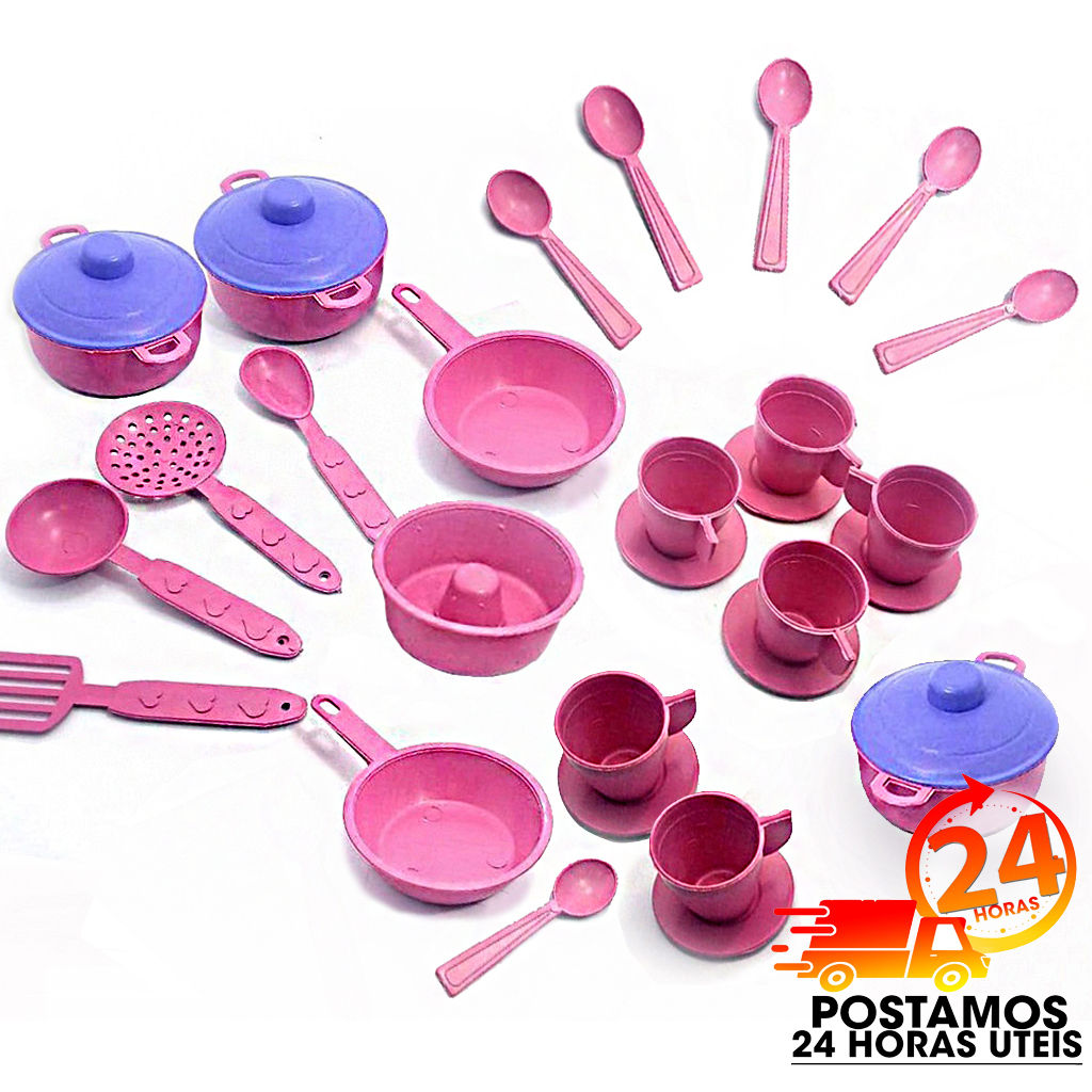 Kit Brinquedo 1 Hora do Café + 1 Sonho de Cozinha + 1 Minha Cozinha Panelinha Pires Colheres Colher em Oferta na Shopee