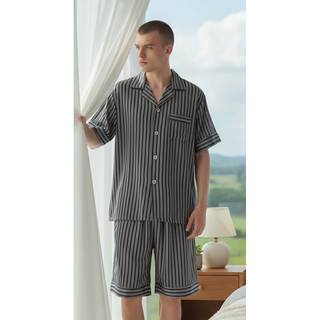 Pijama Masculino Listrado Luxo, elegante.