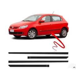 Kit Friso Lateral Gol Voyage 2008 2009 2010 2011 2012 2013 2014 2015 2016 G5 G6 4 portas Preto Texturizado