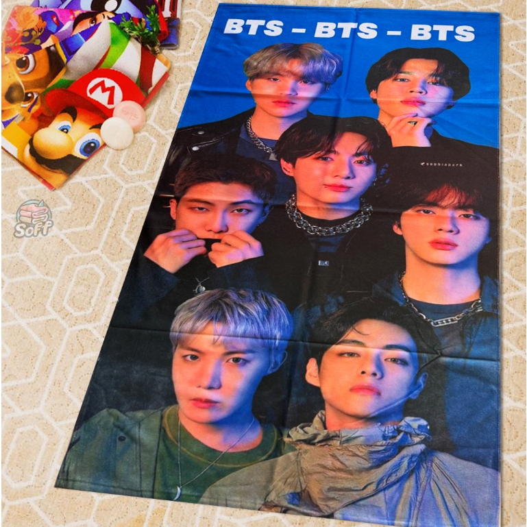 Toalha BTS de Banho e Praia Temática Personalizada do Gigante Algodão Azul 2.0 em Oferta na Shopee