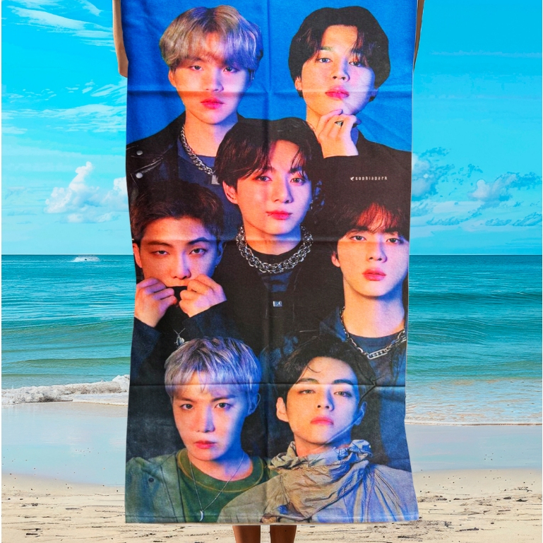 Toalha BTS de Banho e Praia Temática Personalizada do Gigante Algodão Azul 2.0