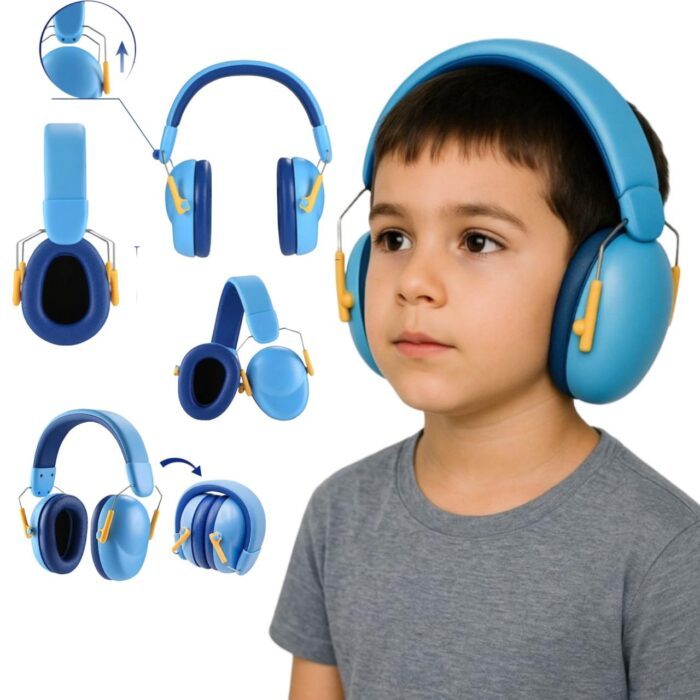 Fone abafador Azul Liso 26DB Autismo Infantil Criança Com Hipersensibilidade Protetor Auricular