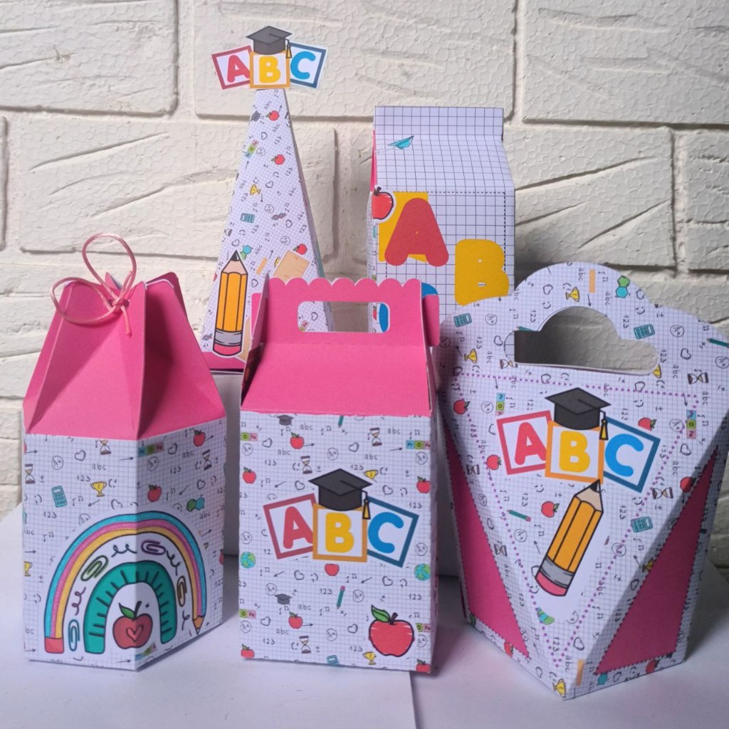 Caixinhas FORMATURA DO ABC MENINA Caixinhas para decoração e lembrancinha de aniversário infantil - Pegue e Monte