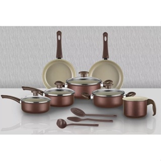 Jogo De Panelas Antiaderente 10 Peças Tampa De Vidro Teflon em Oferta na Shopee