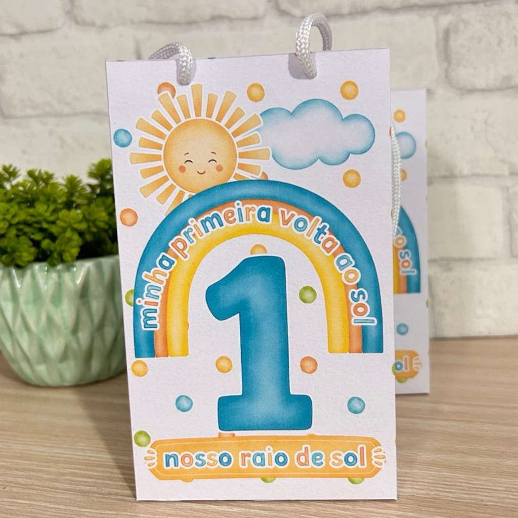 Minha Primeira Volta ao Sol Menino-Sacolinha à pronta entrega-LEMBRANCINHAS de festas-Aniversários