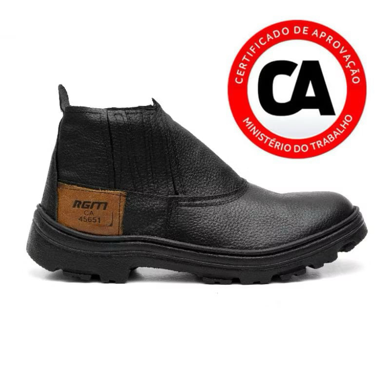 Botina de couro bota de trabalho resistente  Bota com CA botina sola de borracha. em Oferta na Shopee