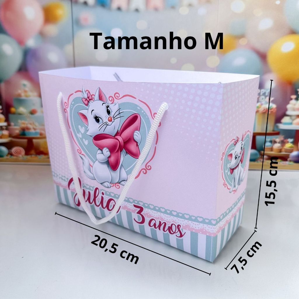 Sacolinha Surpresa personalizada GATINHA MARIE - Personalizados Sacolas MARIE -  PEGUE E MONTE