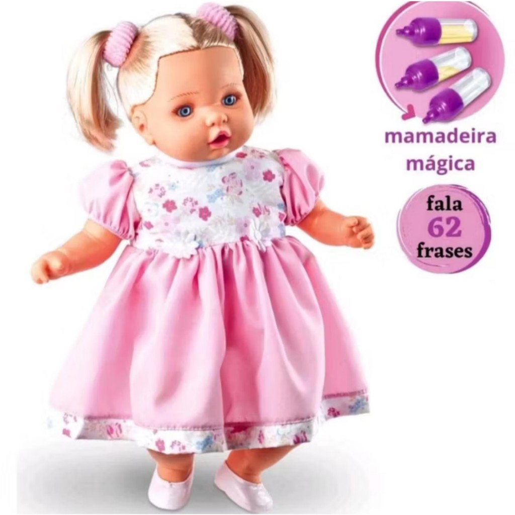 Boneca Angelina Loira Fala 62 Frases + Mamadeira Mágica Brinquedo Menina - Envio Imediato em Oferta na Shopee