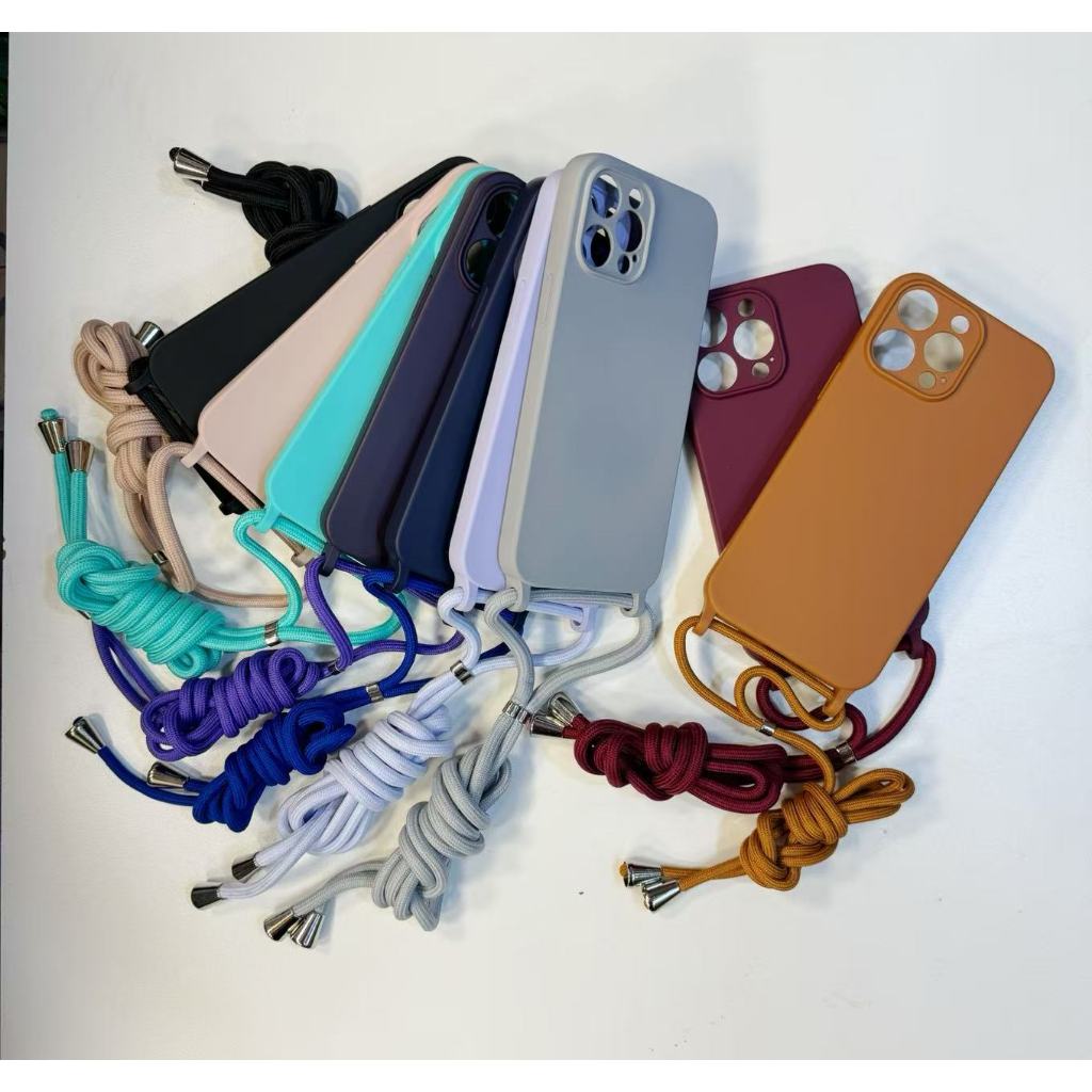 Capa para iPhone 11 12 13 14 15 16 Pro Max com Cordão Ajustável Anti Furto Silicone Lisa Aveludada Alça Pescoço em Oferta na Shopee
