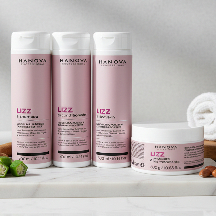 Kit Hanova Lizz  (4 Produtos) com Nanoliss Ácido Hialurônico e Manteiga de Karité 4x300ML