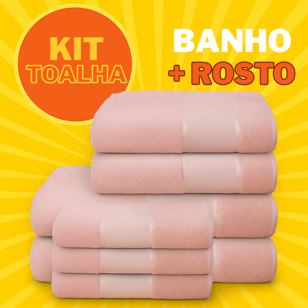 Kit Jogo de Toalha Banho e Rosto Macia ao Toque Algodão Pinta e Borda Artesanato