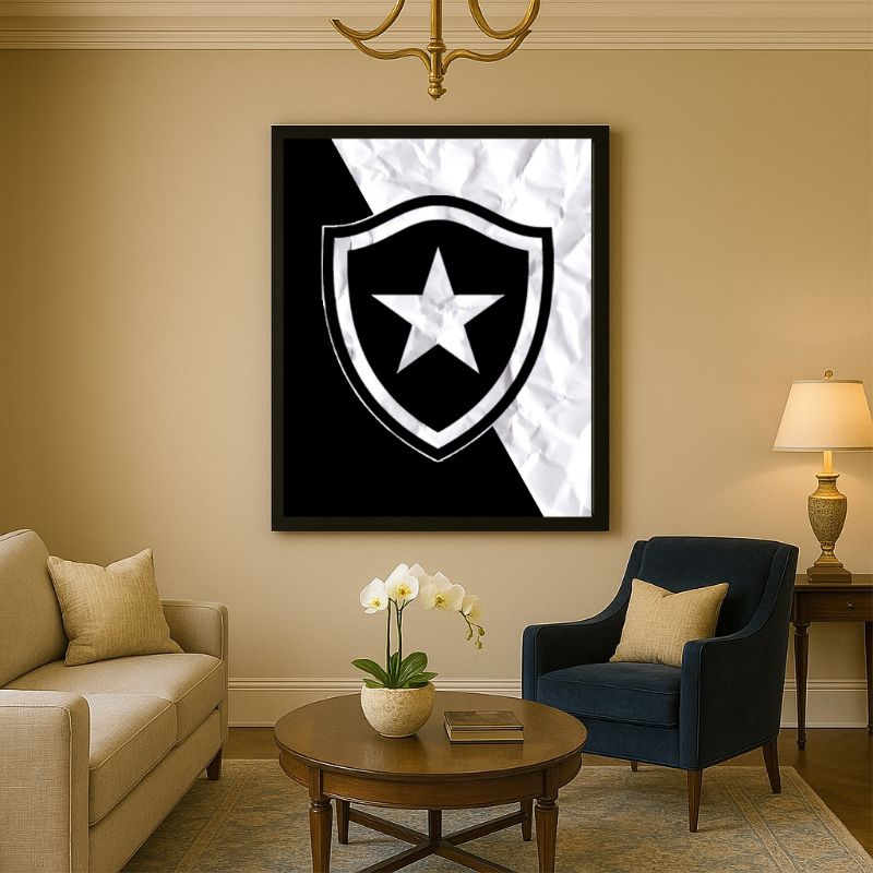 Quadro Time Botafogo com Moldura Escudo Estrela Solitária Decorativo MDF Premium Parede Sala Torcida Alvinegra em Oferta na Shopee
