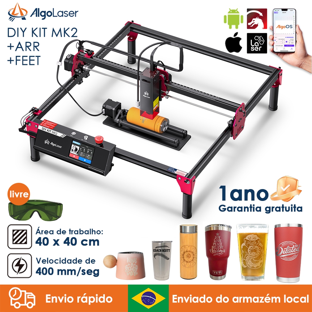 AlgoLaser DIY KIT MK2 Rotary Set Gravadora A Laser Área 40*40 cm Impressora A Gravador Corte Laser Máquina De Gravação