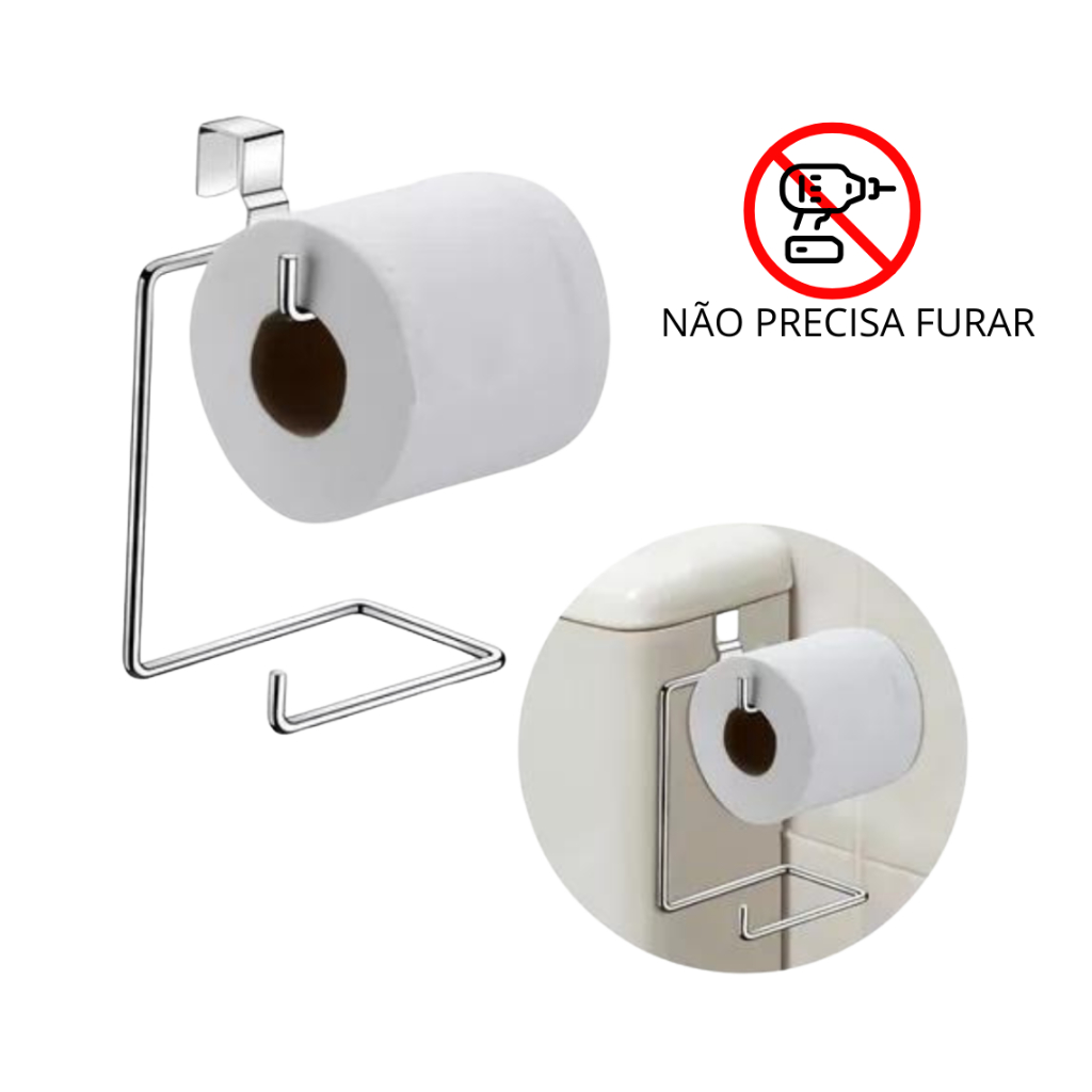 Suporte Porta Papel Higienico Duplo Aramado Para Caixa Acoplada Cromado Aço Preto Branco em Oferta na Shopee