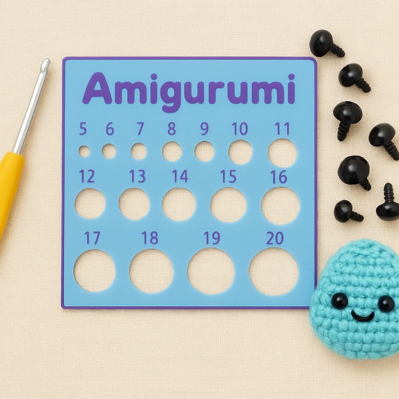 Gabarito Medidor de Olhos de Segurança para Amigurumi Crochê – Mede olho De Amigurumi De 5 Até 20mm