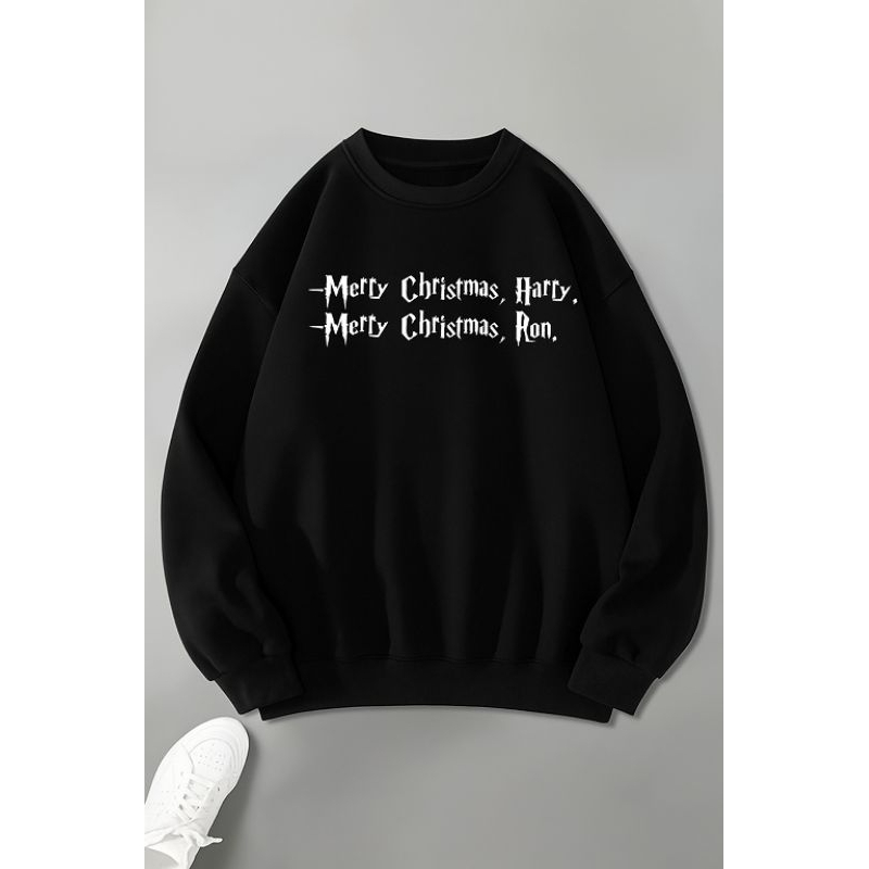 Moletom Gola Redonda Harry Potter Moletom Gola Careca Merry Christmas Harry Marry Christmas Ron Blusa de Frio Natal
