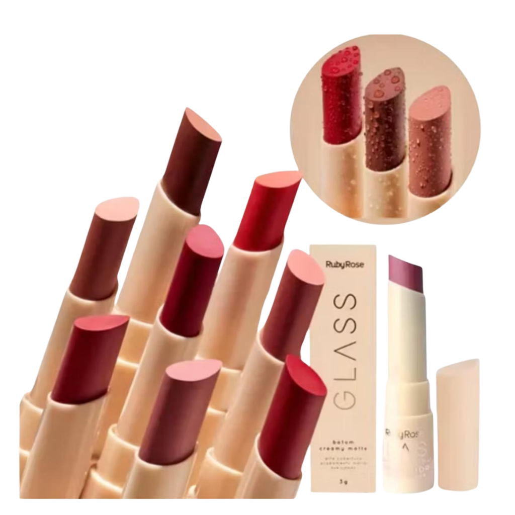 Batom Bala Creamy Matte Glass Ruby Rose