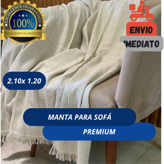 Manta Sofá 2,10 x 1,20 MT 100% Algodão Super Luxo Artesanal Decoração Elegante  Conforto Premium