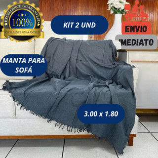 Kit Com 2 Manta Sofá King Gigante 3,00 x 1,80 MT 100% Algodão Artesanal Decoração Elegante Conforto