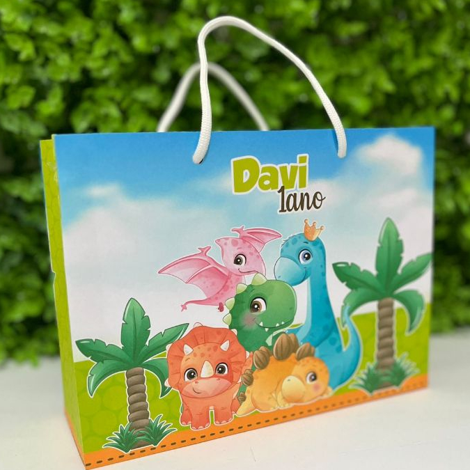 Sacolinha Surpresa Dinossauro Baby Personalizada|Sacolinha|Lembrancinhas|Mimos|Aniversário|PEGUE E MONTE