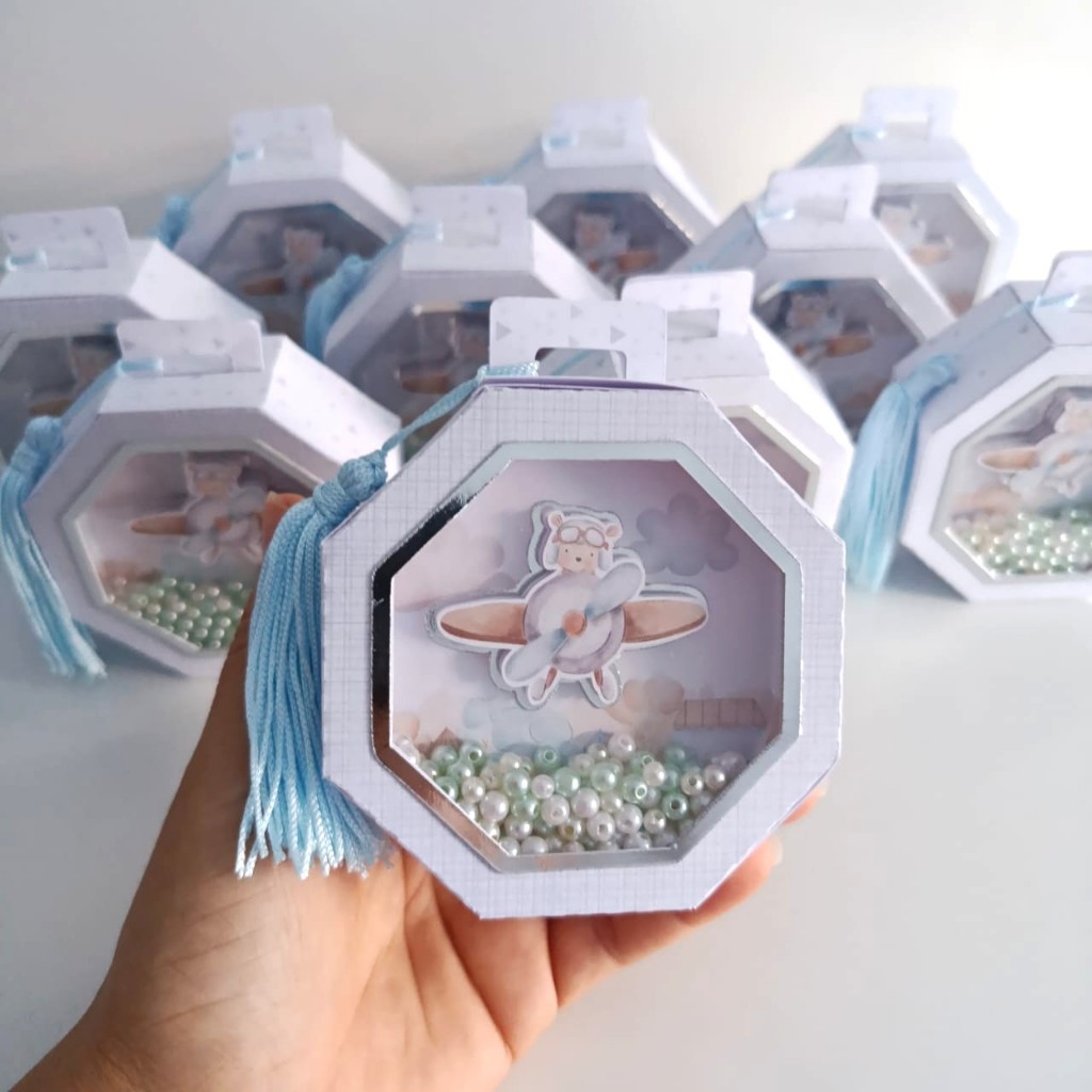 Caixa personalizada luxo Tema Ursinho Aviador - Aniversário - Festa - Personalizados - Lembrancinhas