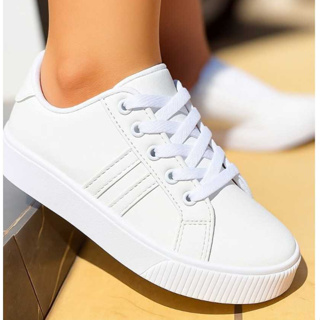 Tênis Infantil Menino Menina Branco Escolar Casual Volta as Aulas Festa Batizado em Oferta na Shopee