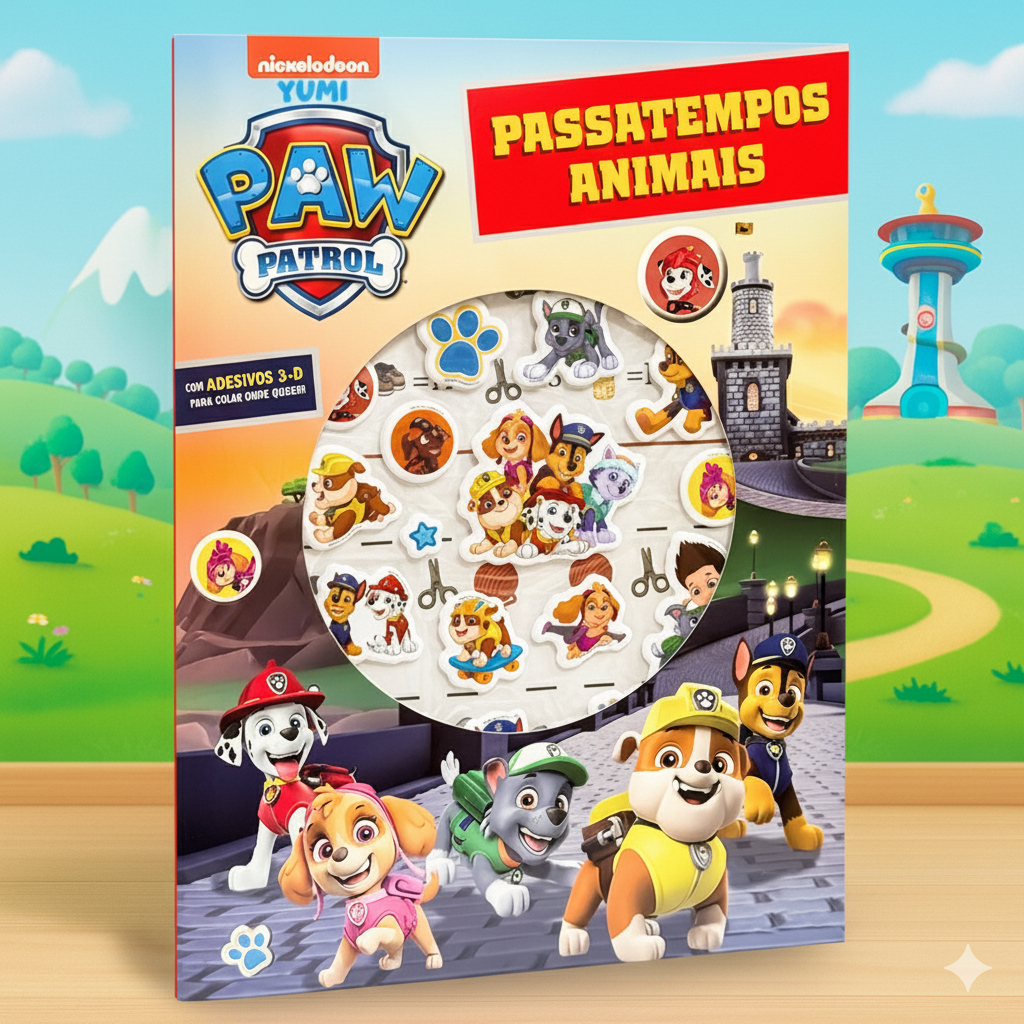 Livro Infantil Patrulha Canina – Adesivos Fofinhos Passatempos e Atividades Educativas para Crianças em Oferta na Shopee