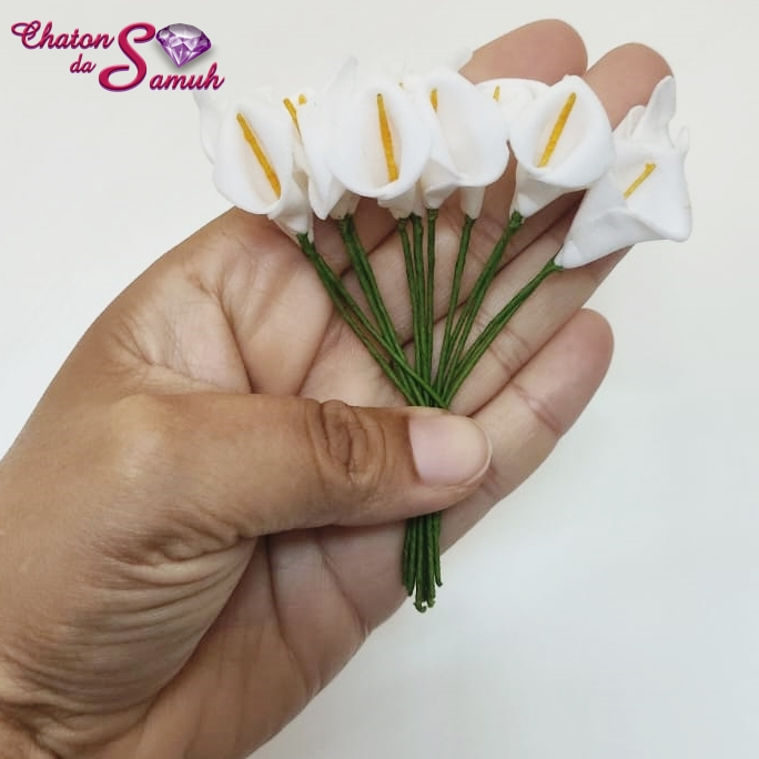 Mini Flor Copo de Leite em EVA para Artesanato - 12 ou 144un em Oferta na Shopee