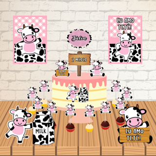 Kit Festa Só Um Bolinho VAQUINHA MILK MENINA Enviar Nome/Idade IMEDIATAMENTE em Oferta na Shopee