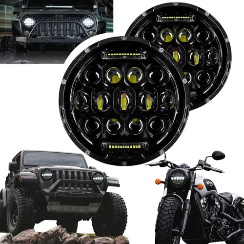 Kit 2 Par Farol 7 Polegadas Redondo Angel Eyes Led Jeep Fusca Troller Beetle Kombi 12v/24v destacar em Oferta na Shopee