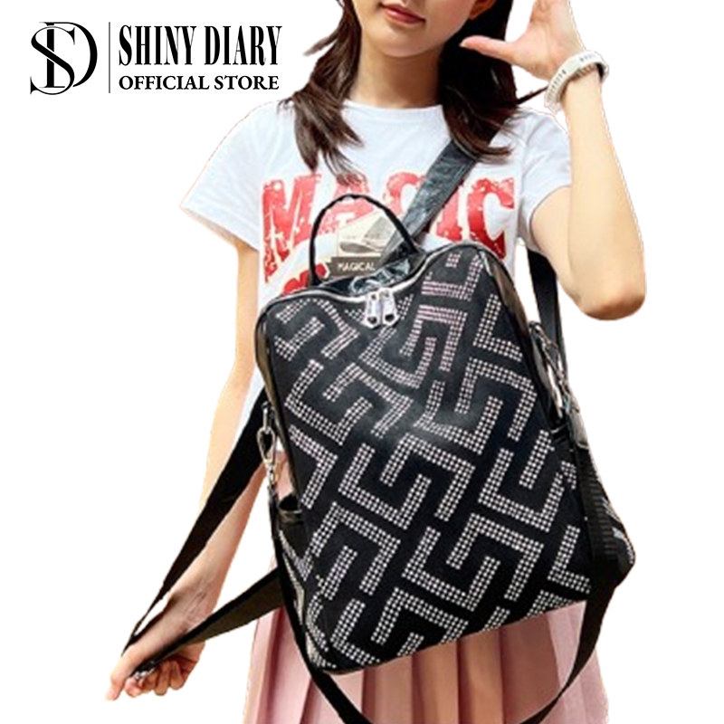 Mochila Casual Feminina com Detalhes em Strass Versátil Confortável e Elegante em Oferta na Shopee