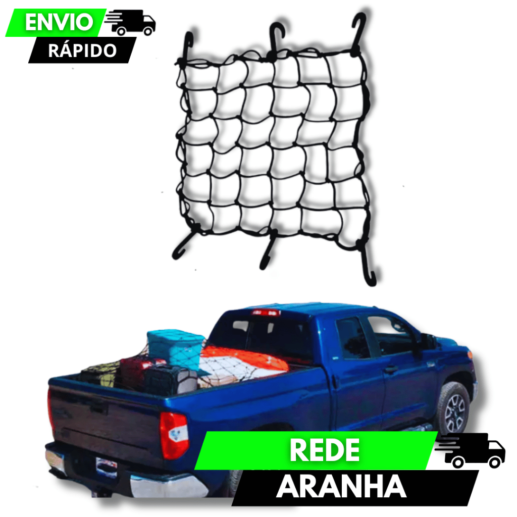 Rede Aranha Reforçada Para Moto 30x30cm Fixação Forte 6 Ganchos Ideal Motoboy e Entregas bAU