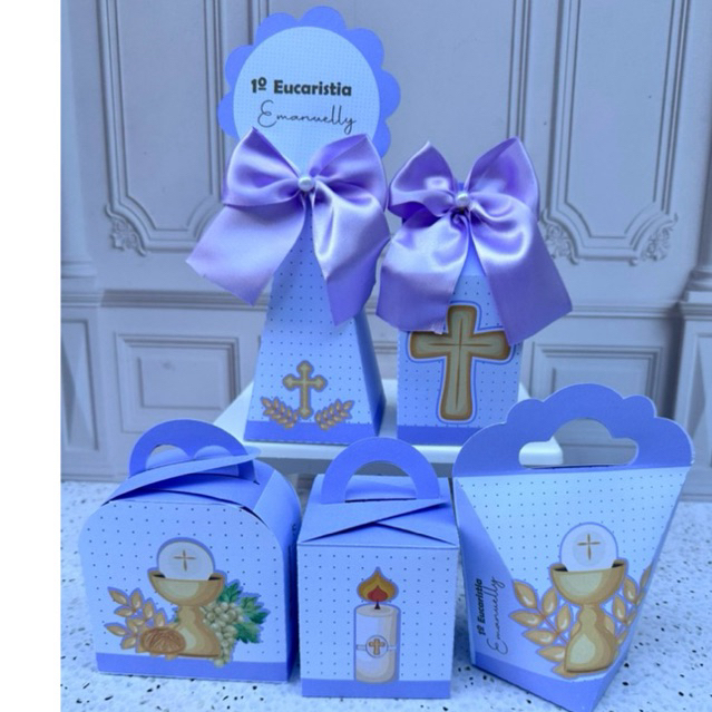 Kit Personalizado 1º Comunhão Lilás PEGUE E MONTE Primeira Eucaristia Kit Batismo Lembrancinha