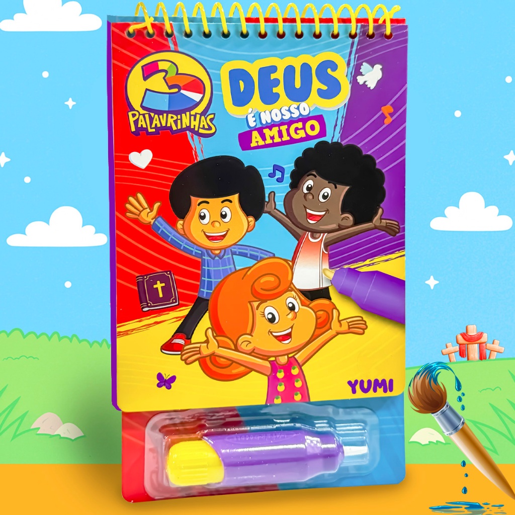 Livro Infantil Surpresas Com Água 3 Palavrinhas Pinta Com Água Histórias da Bíblia | Acompanha Pincel em Oferta na Shopee