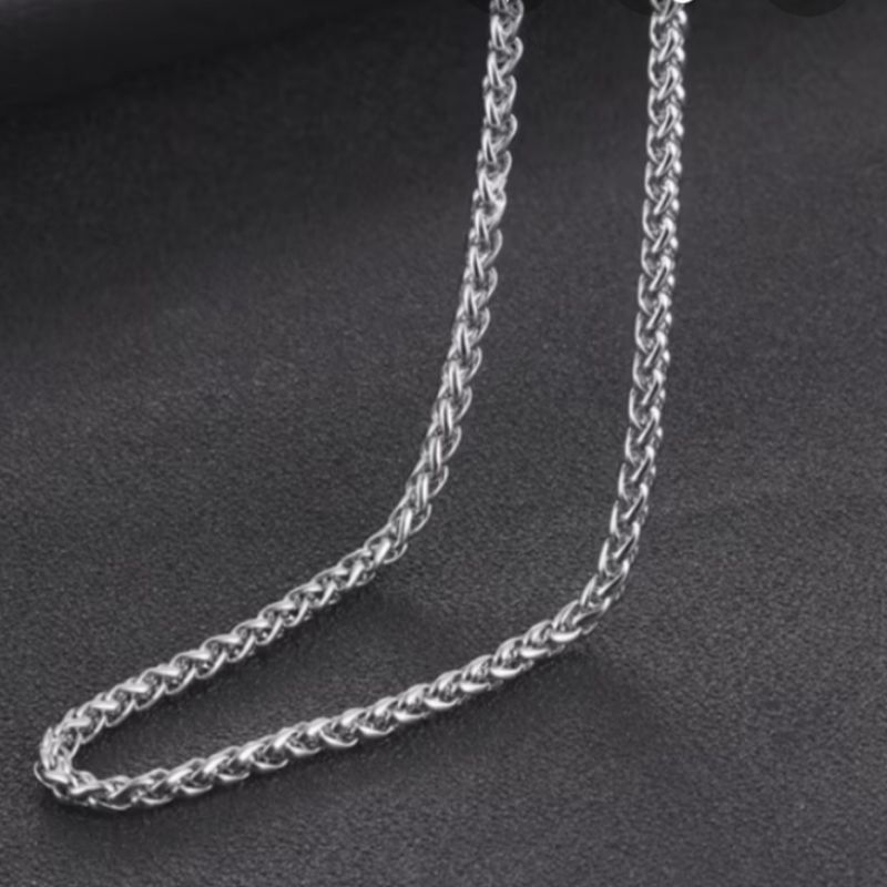 Colar Corrente Cordão Trançado Aço inox Cirúrgico Modelo Prata 70 Cent,Fechamento Especial 5.0,MarcaGlobal Mil SemiJoias