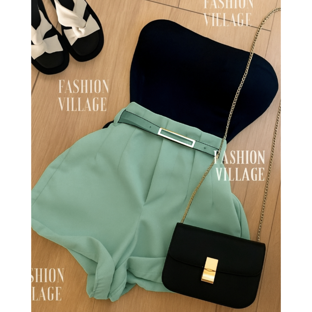 Conjunto2 Um CROPPED + Short Alfaiataria com Cinto ENCA Moda Blogueira 2026