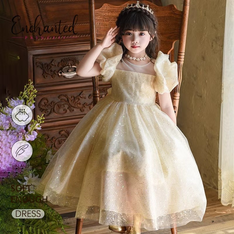 Vestido estilo princesa da selva para meninas, Vestido Glitter Rosa Mangas bufantes Godê De Festa Infantil em Oferta na Shopee