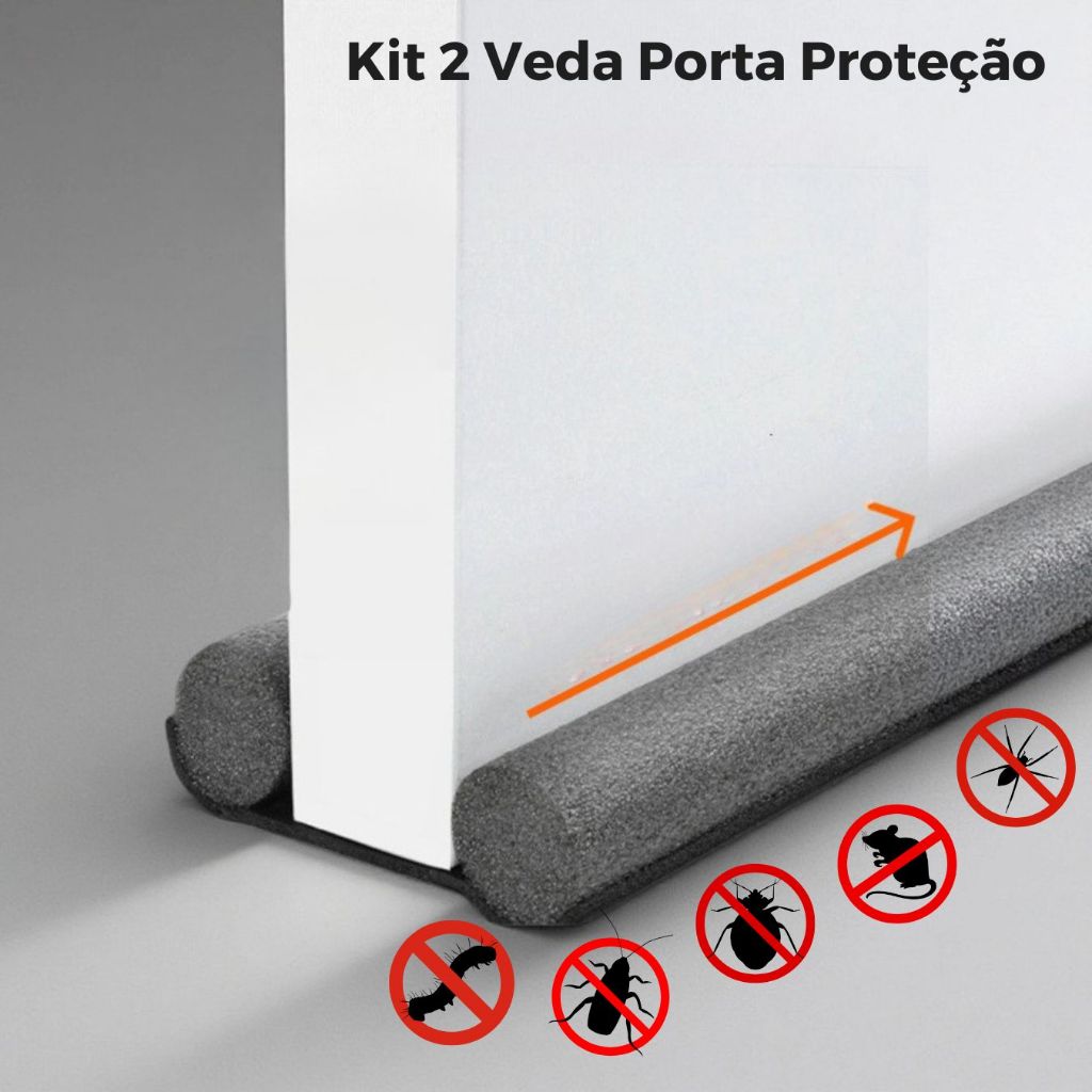 Protetor de Porta Rolinho Impermeável Duplo 90cm Comprimento Ajustavel
