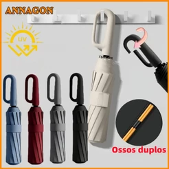 Guarda-chuva Automático com Fivela de anel Protetor Solar UV à prova de Vento Grande Dobrável