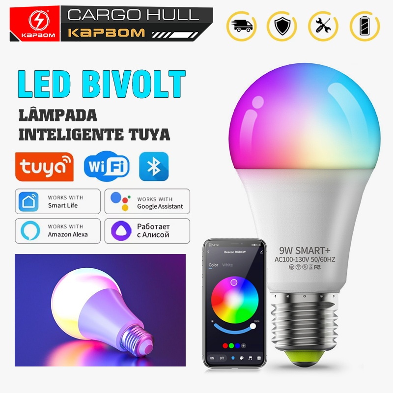 Lâmpada Bulbo Inteligente Smart Wifi Led 9W Compatível Com Alexa e Google E27 Tuya