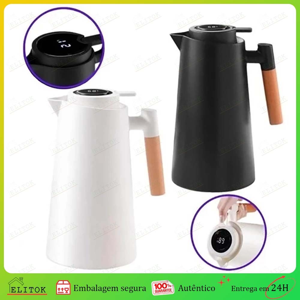 Garrafa Térmica Café 1L Inox Parede Dupla Alta Vedação Mantém Quente e Frio Viagem Alça Portátil Design Moderno